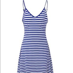 Chester Ridge Cotton, Striped, Maxi, V-Neck Dress [Blue in Large]